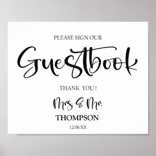 Minimalistisch trouwerbord voor Guestbook-bruiloft Poster (Voorkant)