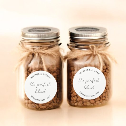 Minimalistisch trouwfavoriet The Perfect Blend Ronde Sticker
