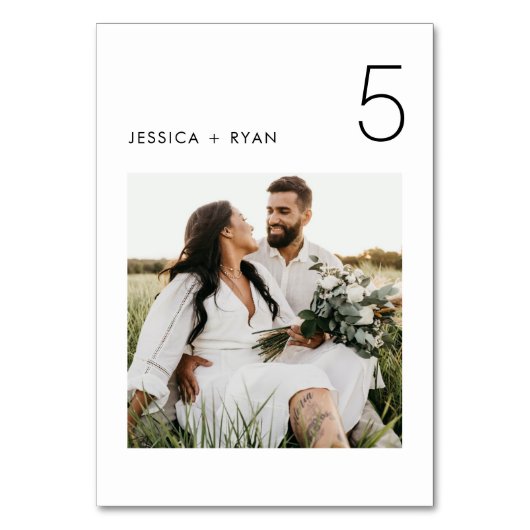 Minimalistisch trouwfoto tafelnummer (Achterkant)