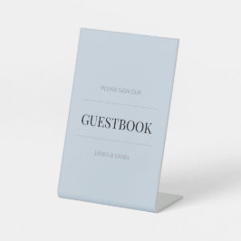 Minimalistisch trouwgastenboek Stofblauw Reclamebord Met Voetstuk