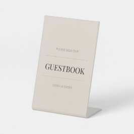 Minimalistisch trouwgastenboek Zacht Latte Reclamebord Met Voetstuk