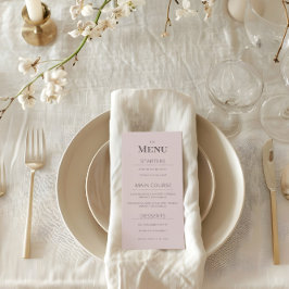 Minimalistisch trouwmenu Dusky Rose Menu