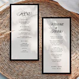 Minimalistisch trouwmenu en bedankbriefje bedankkaart