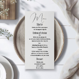Minimalistisch trouwmenu, Modern, script Menu