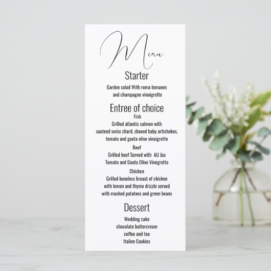 Minimalistisch trouwmenu, Modern, script Menu (Staand voorkant)