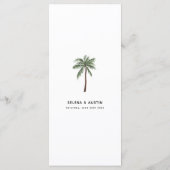 Minimalistisch trouwmenu van palmbomen menu (Achterkant)