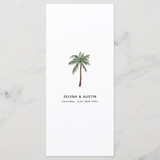 Minimalistisch trouwmenu van palmbomen menu (Achterkant)