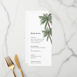 Minimalistisch trouwmenu van palmbomen menu