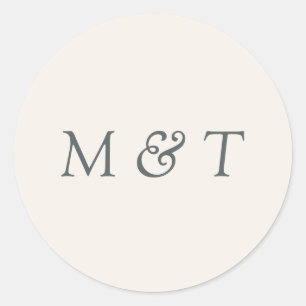 Minimalistisch trouwmonogram enveloppe verzegeling ronde sticker