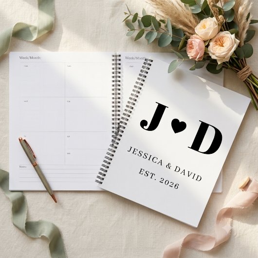 Minimalistisch trouwplannerboek voor verloofd kopp planner