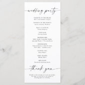 Minimalistisch trouwprogramma programmakaart (Achterkant)