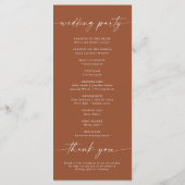 Minimalistisch trouwprogramma programmakaart (Achterkant)