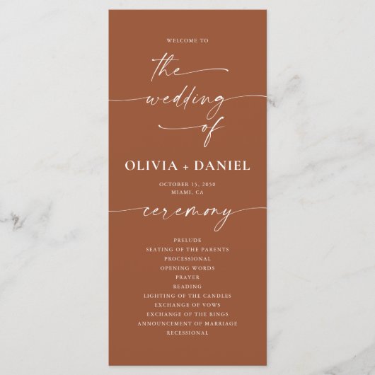 Minimalistisch trouwprogramma programmakaart (Voorkant)