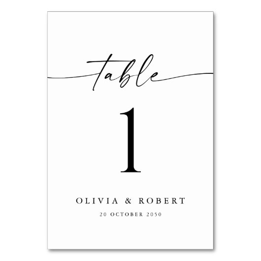 Minimalistisch trouwtafelnummer kaart (Voorkant)