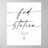 Minimalistisch Trouwvoedselstation teken Poster (Voorkant)