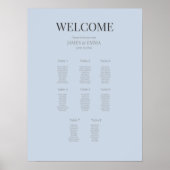Minimalistisch Trouwzaalplan (8) Stofblauw Poster (Voorkant)