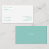 Minimalistisch turquoise blauw en wit Visitekaartj Visitekaartje (Voorkant / Achterkant)