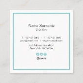 Minimalistisch Turquoise Typo Square Visitekaartje (Achterkant)