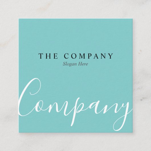 Minimalistisch Turquoise Typo Square Visitekaartje (Voorkant)