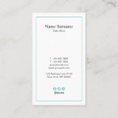 Minimalistisch Turquoise Typo Verticaal Visitekaar Visitekaartje (Achterkant)