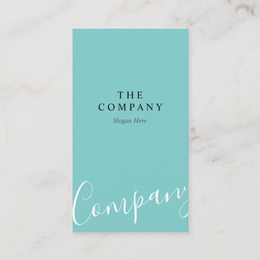 Minimalistisch Turquoise Typo Verticaal Visitekaar Visitekaartje (Voorkant)