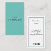 Minimalistisch Turquoise - Verticaal Visitekaartje (Voorkant / Achterkant)