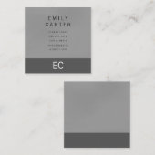 Minimalistisch tweekleurig grijs vierkante visitekaartje (Voorkant / Achterkant)
