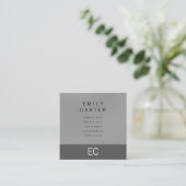 Minimalistisch tweekleurig grijs vierkante visitekaartje (Staand voorkant)