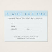Minimalistisch tweetonig blauw cadeaubon visitekaartje (Achterkant)