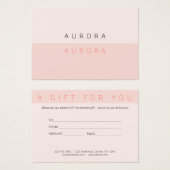 Minimalistisch tweetonig roze cadeaubon visitekaartje (Voorkant /achterkant)