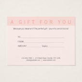 Minimalistisch tweetonig roze cadeaubon visitekaartje (Achterkant)