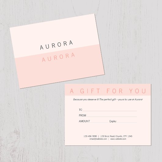 Minimalistisch tweetonig roze cadeaubon visitekaartje