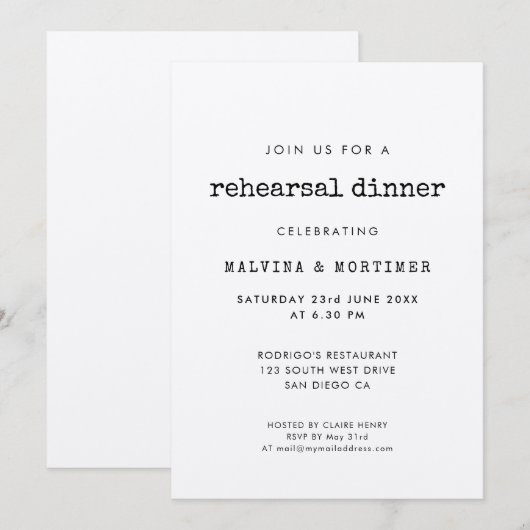 minimalistisch typemachineslepleet kaart (Voorkant / Achterkant)