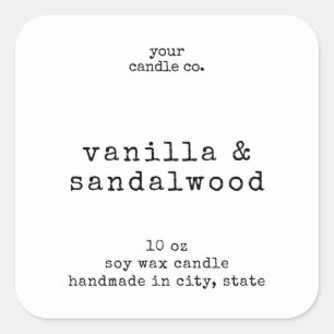 Minimalistisch  Typewriter Candle Label