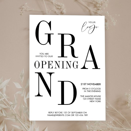 Minimalistisch Typografie Business Grand Opening E Kaart