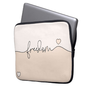 Minimalistisch typografie-ontwerp voor vrijheid laptop sleeve