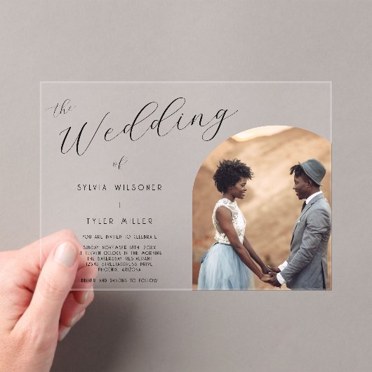 Minimalistisch Typografieforecht Acryl Uitnodigingen (Insitu (Draagbaar))