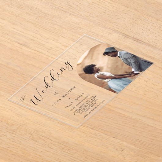 Minimalistisch Typografieforecht Acryl Uitnodigingen (Laagn)