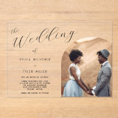 Minimalistisch Typografieforecht Acryl Uitnodigingen (Voorkant)