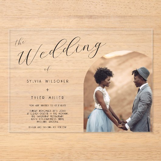 Minimalistisch Typografieforecht Acryl Uitnodigingen (Voorkant)