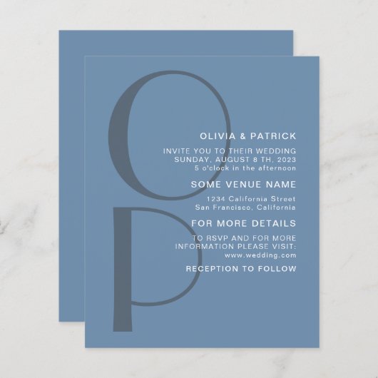 Minimalistisch Typografiemonogram Weddenschap (Voorkant / Achterkant)