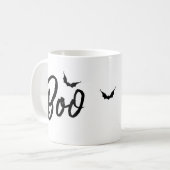 Minimalistisch typografisch Halloween- en vleermui Koffiemok (Voorkant links)