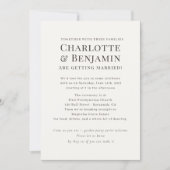 Minimalistisch Typografisch Huwelijk Kaart (Voorkant)
