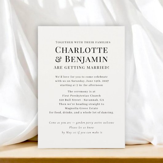 Minimalistisch Typografisch Huwelijk Kaart
