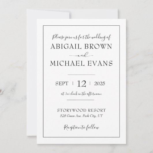 Minimalistisch uitnodigen voor bruiloft kaart (Voorkant)