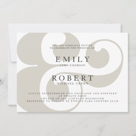 Minimalistisch uitnodigen voor een huwelijk met Tr Kaart (Voorkant)