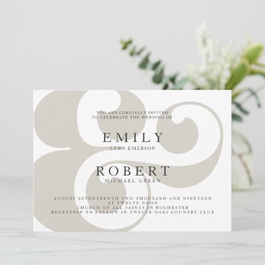 Minimalistisch uitnodigen voor een huwelijk met Tr Kaart (Staand voorkant)