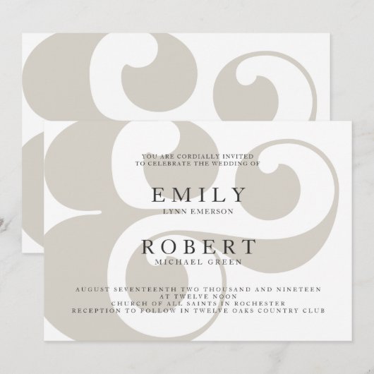 Minimalistisch uitnodigen voor een huwelijk met Tr Kaart (Voorkant / Achterkant)