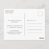 Minimalistisch uitstel van zwart en wit huwelijk briefkaart (Achterkant)
