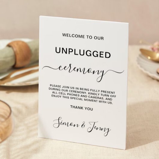 Minimalistisch Unplugged Ceremony Sign, Kaart
